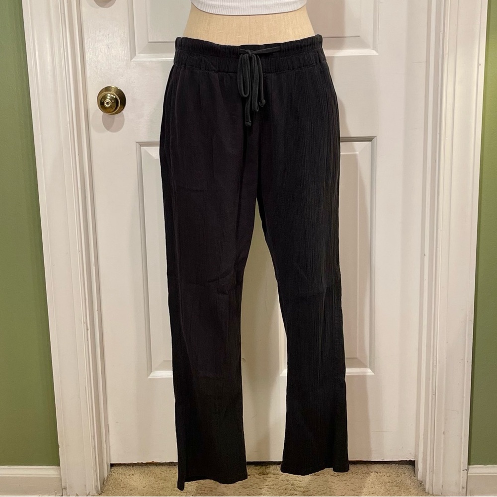 James Perse Linen Black Drawstring Lounge Pants